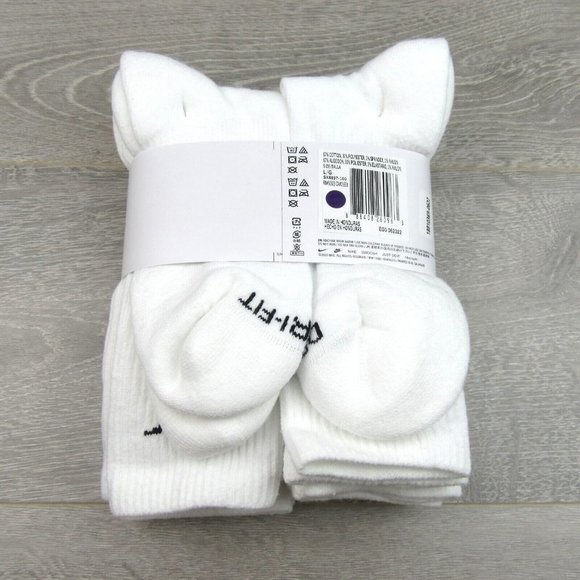 Nike Everyday Plus Cushion Crew Socks White 6 Pack Men's Sz 8-12 NEW - Picture 8 of 9